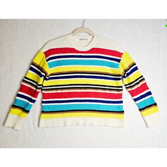 Alice+Olivia Zelda M? 3D Textured Bright Striped Pullover. Size Tag missing. - Picture 1 of 16